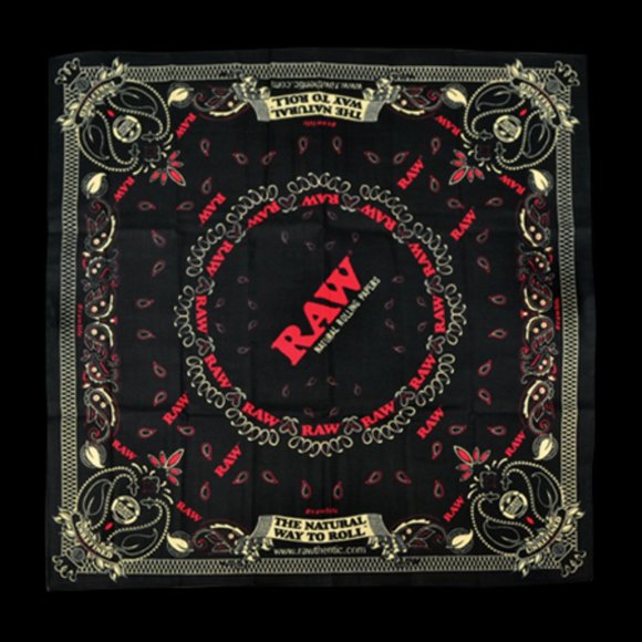 RAW Other - RAW Natural Rolling Papers Bandana Handkerchief Wrap Black 21.5" x 21.5" NEW